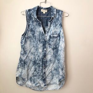 Cloth & Stone acid wash tie dye denim top